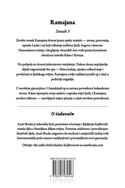 Book cover with text in Croatian, about Ramajana