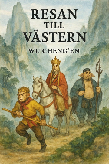 Book cover of 'Resan till Västern' by Wu Cheng'en with illustrations of three characters on a mountain path.