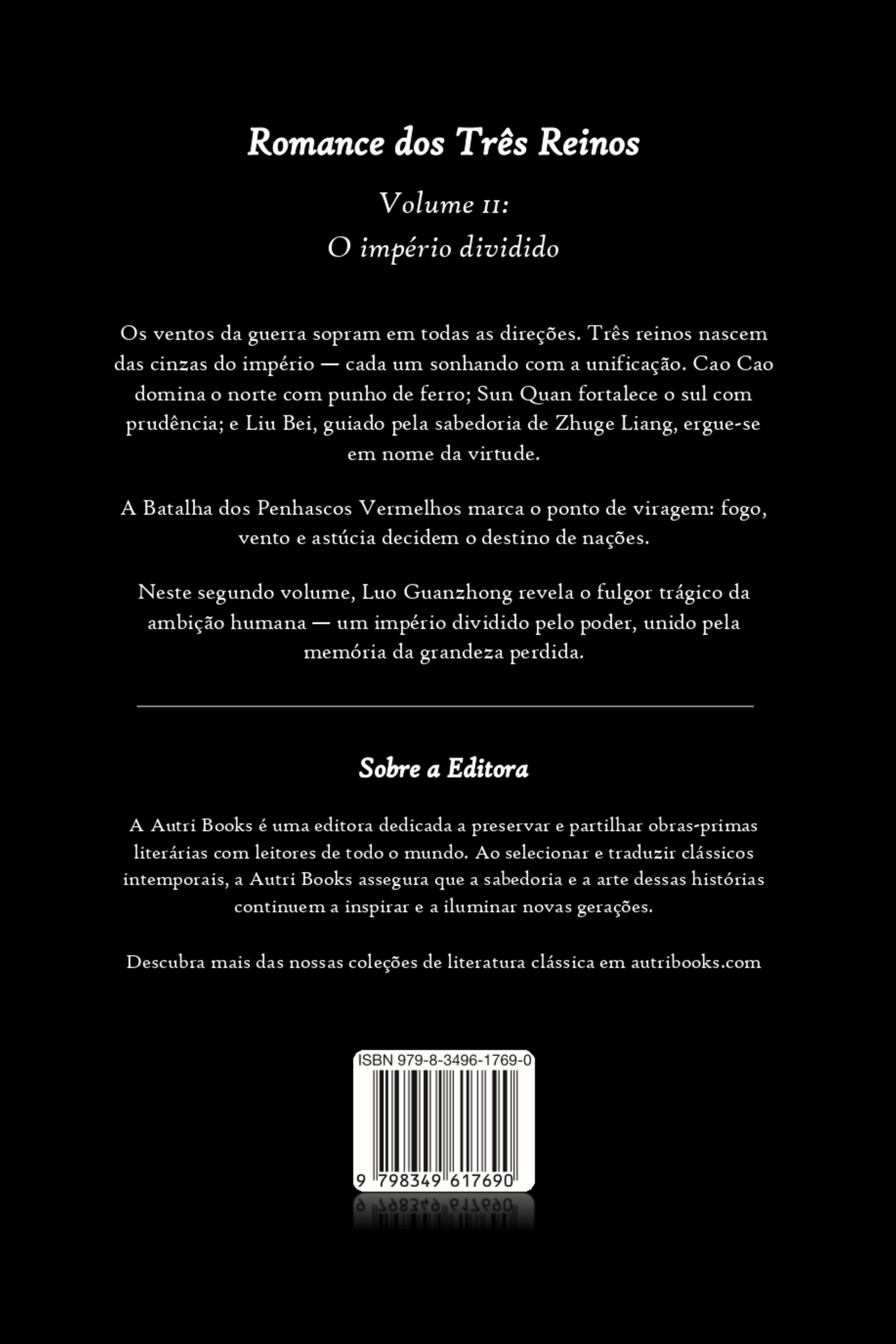 Book cover of 'Romance dos Tres Reinos' Volume 2 with text on a black background