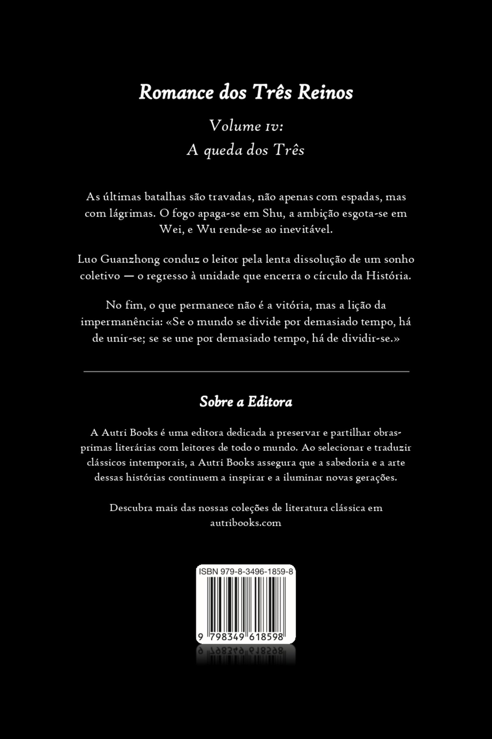 Book cover of 'Romance dos Tres Reinos' Volume IV with text on a black background