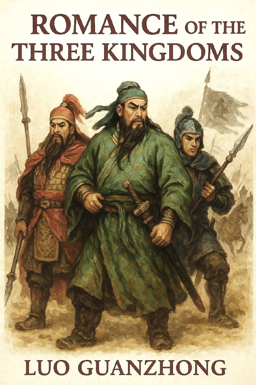 Book cover of 'Romance of the Three Kingdoms' featuring illustrated characters.