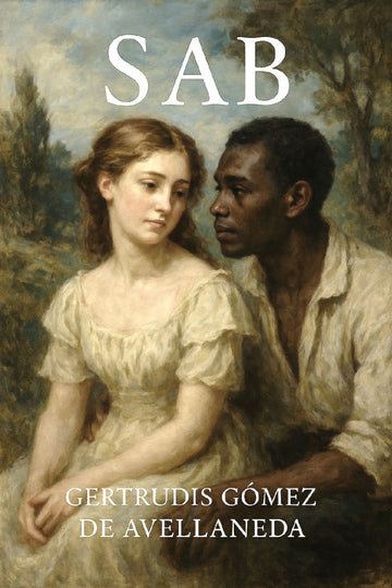 Book cover of 'Sab' by Gertrudis Gomez de Avellaneda featuring a historical illustration of two people.