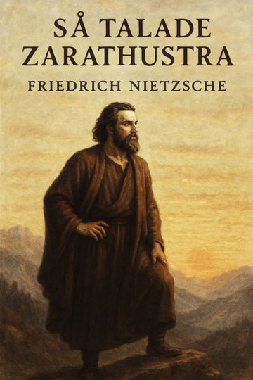 Book cover of 'Så talade Zarathustra' by Friedrich Nietzsche with a man on a mountain.