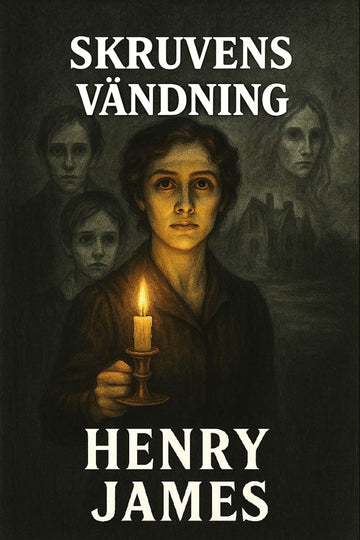Book cover of 'Skruvens vändning' by Henry James with a dark background and candlelit scene.