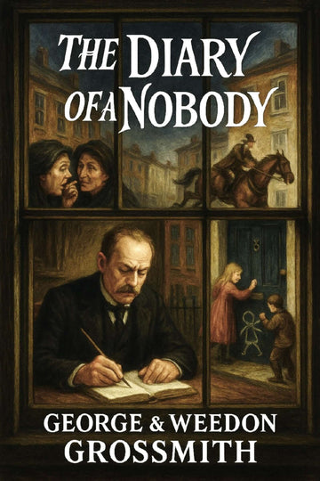 Book cover of 'The Diary of a Nobody' by George & Weedon Grossmith with illustrations and text.