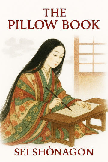 Book cover of 'The Pillow Book' by Sei Shonagon featuring an illustration of a woman in traditional attire.