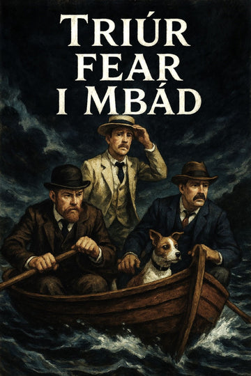Book cover of 'Triúr fear i mbád'