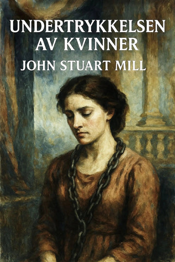 Book cover of 'Undertrykkelsen av kvinner' by John Stuart Mill with a woman's portrait and text.