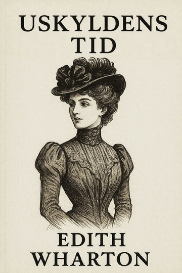 Book cover of 'Uskyldens tid' by Edith Wharton with a vintage illustration of a woman.