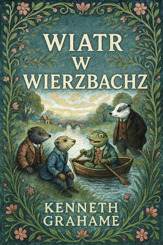 Book cover of 'Wiatr w wierzbach' by Kenneth Grahame with animal characters in a boat.