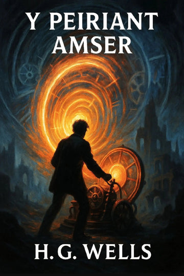 Book cover for 'Y Peiriant Amser' by H.G. Wells