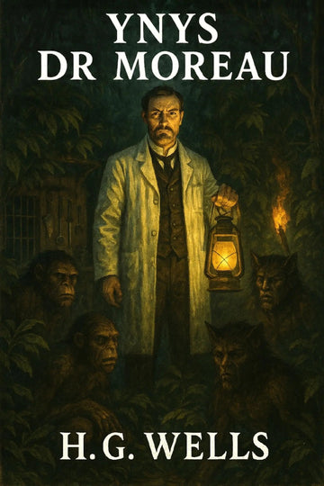 Book cover for 'Ynys Dr Moreau' by H.G. Wells