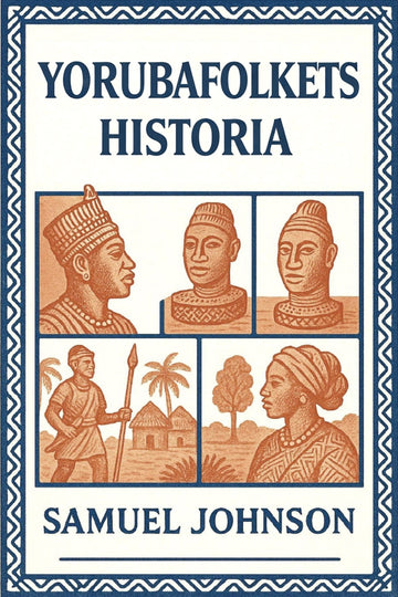 Book cover of 'Yorubafolkets historia' by Samuel Johnson with illustrations of Yoruba people and scenes.