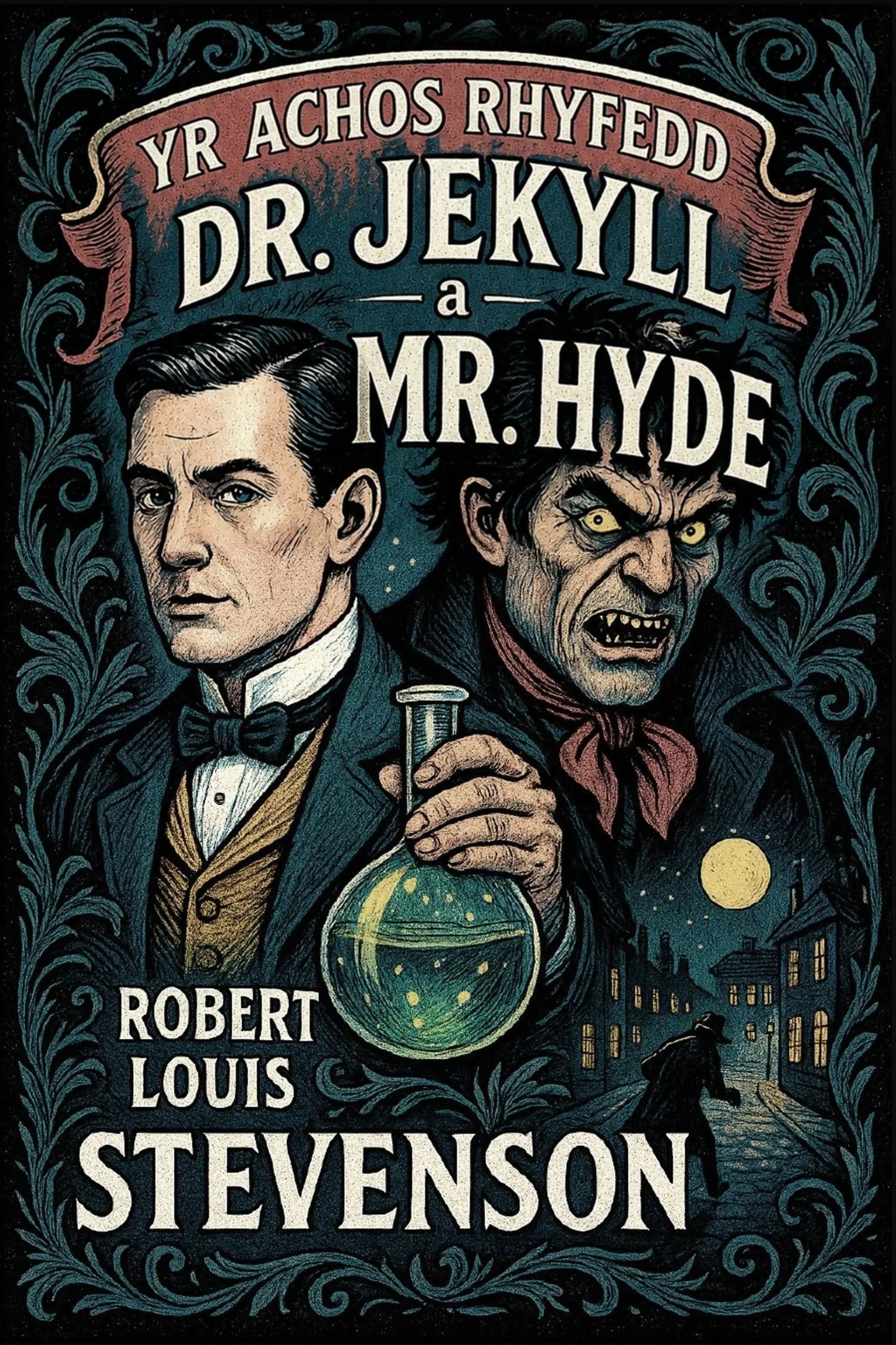 Book cover for 'Yr Achos Rhyfedd Dr. Jekyll a Mr. Hyde'