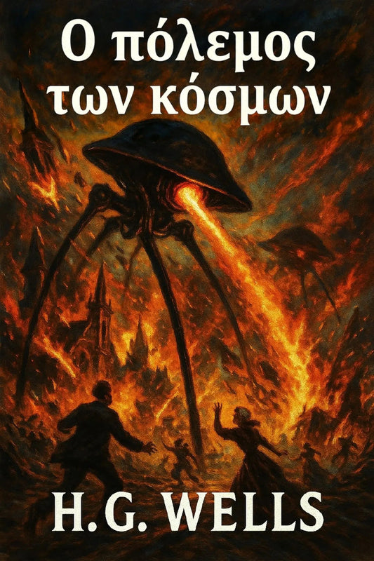 Book cover for 'Ο πόλεμος των κόσμων' by H.G. Wells