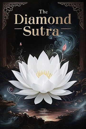 Cover of 'The Diamond Sutra' featuring a prominent white lotus flower with a dark, mystical background.
