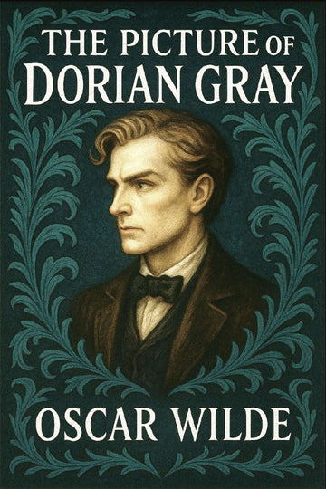 Book cover of 'The Picture of Dorian Gray' by Oscar Wilde with a portrait of Dorian Gray.